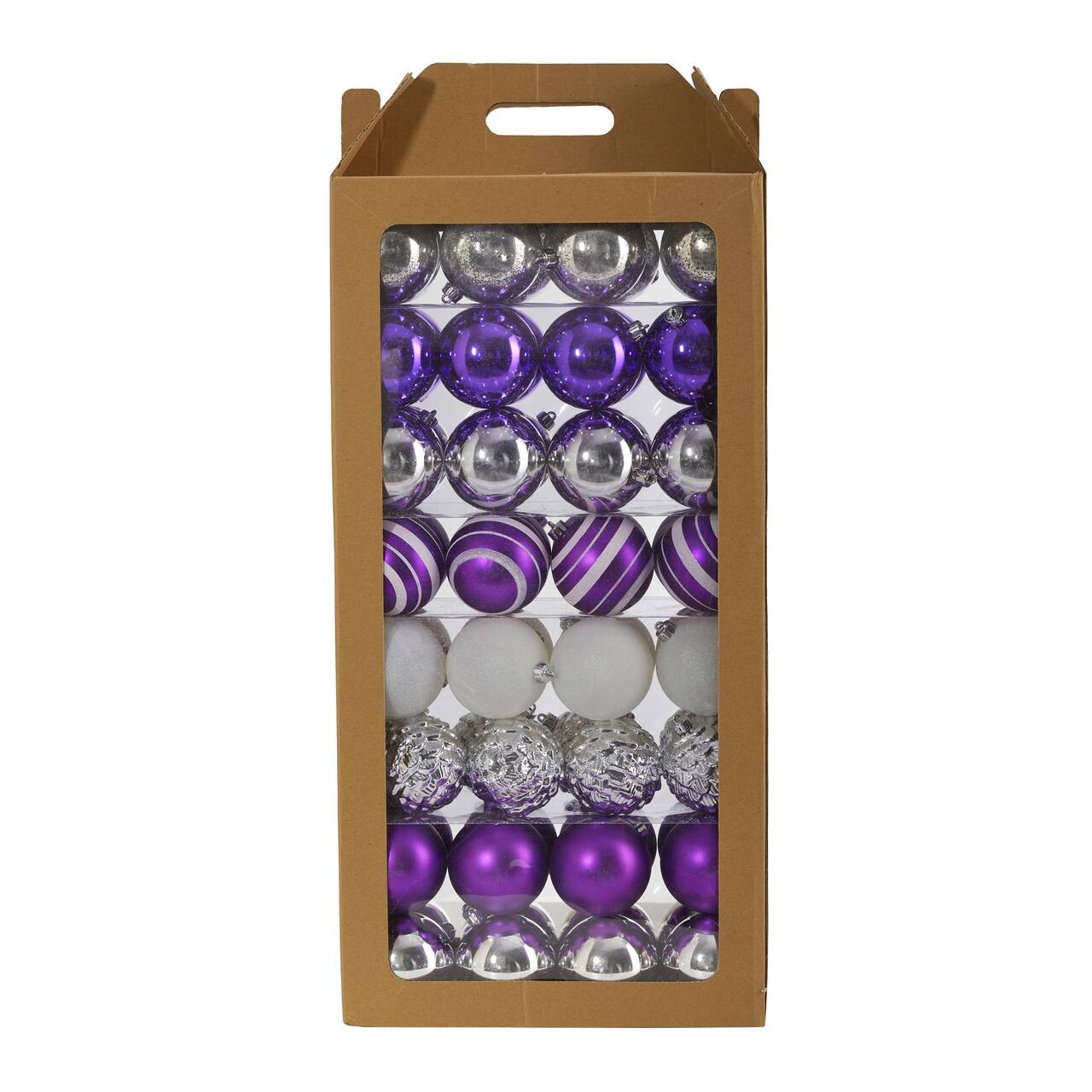 64ct. 3" Purple & Silver Shatterproof Ball Ornaments